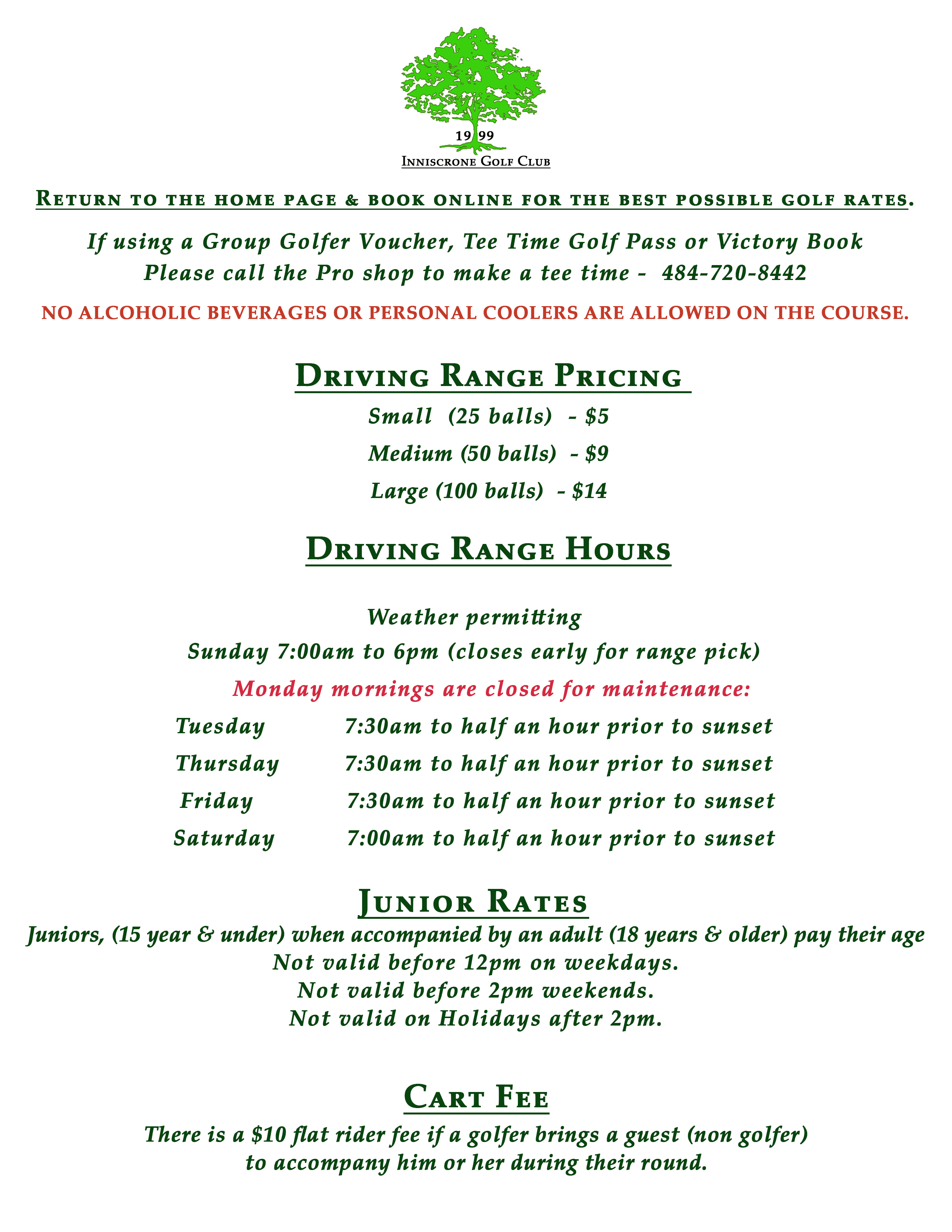 Rates Inniscrone Golf Club